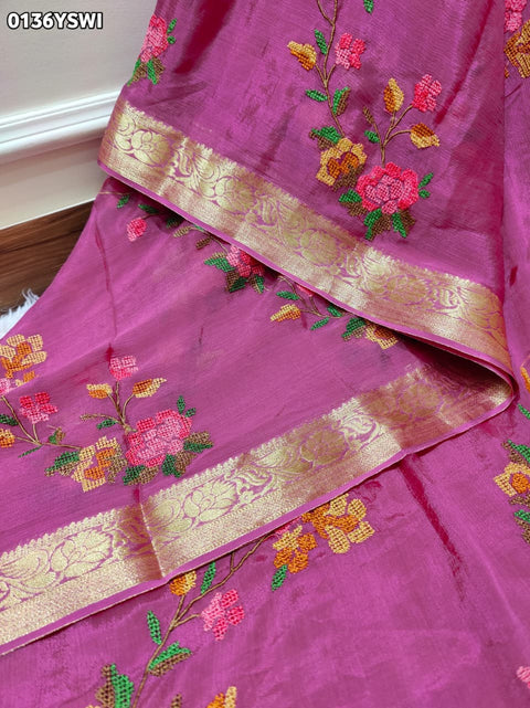 By Zari border Saree With Festive Wear