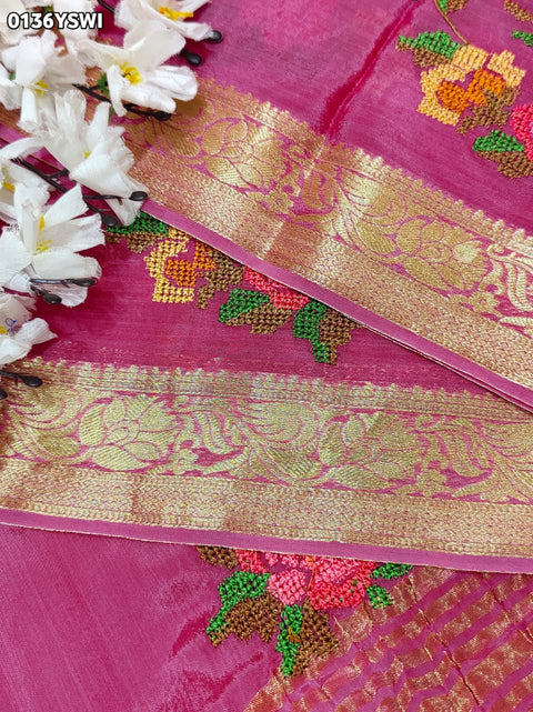 By Zari border Saree With Festive Wear