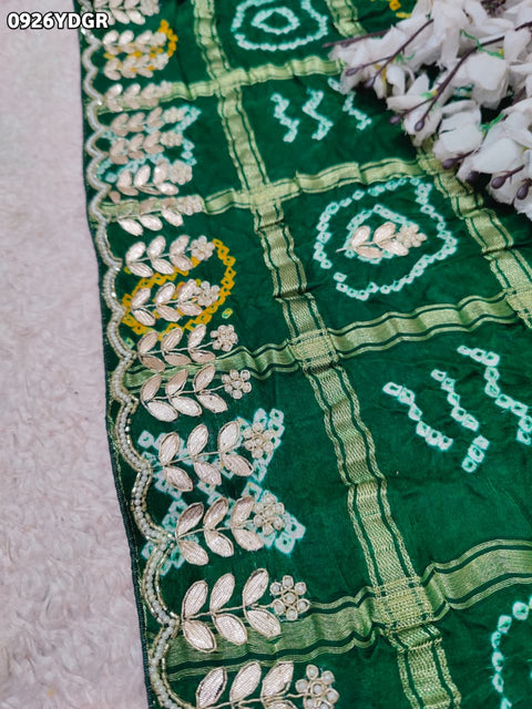 By Bandhani Saree With Traditional Wear