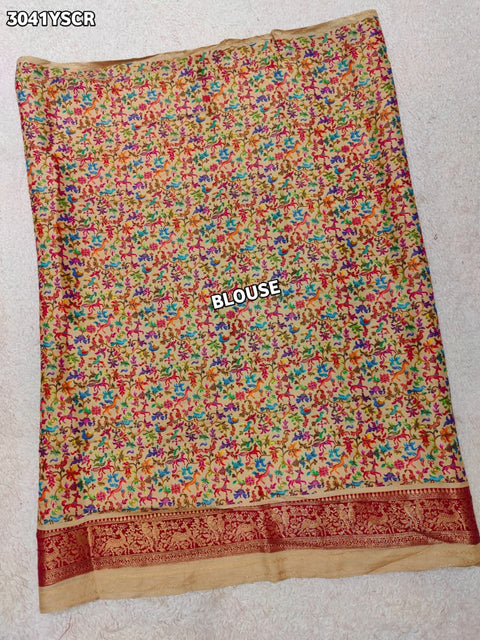 By Kalamkari Saree With Embroidery Work