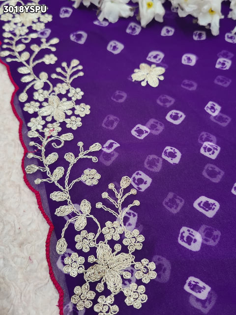 KcPc Traditional Bandhani Chiffon Silk Saree Graceful Peturn Work for Festive Occasions SWA