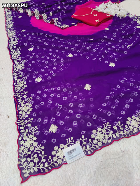 KcPc Traditional Bandhani Chiffon Silk Saree Graceful Peturn Work for Festive Occasions SWA