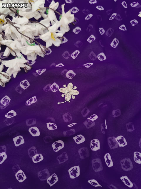 KcPc Traditional Bandhani Chiffon Silk Saree Graceful Peturn Work for Festive Occasions SWA