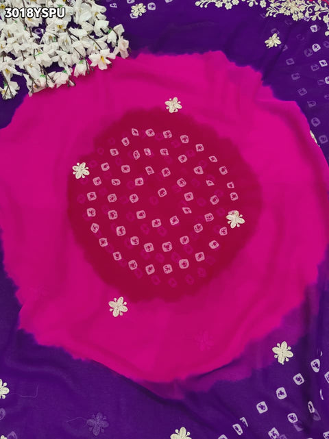 KcPc Traditional Bandhani Chiffon Silk Saree Graceful Peturn Work for Festive Occasions SWA