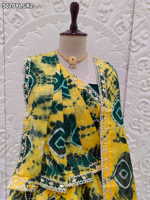 KcPc New Exquisite Chinon Silk Shibori Lehenga with Handcrafted Gotapatti Detailing   SSB