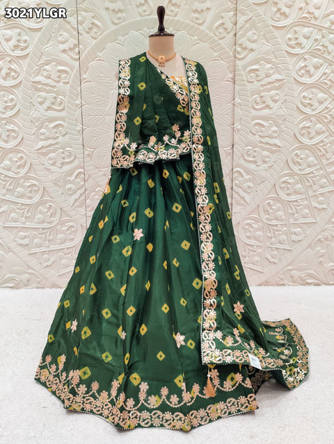By Bandhani Lehenga With Gota Patti Work 