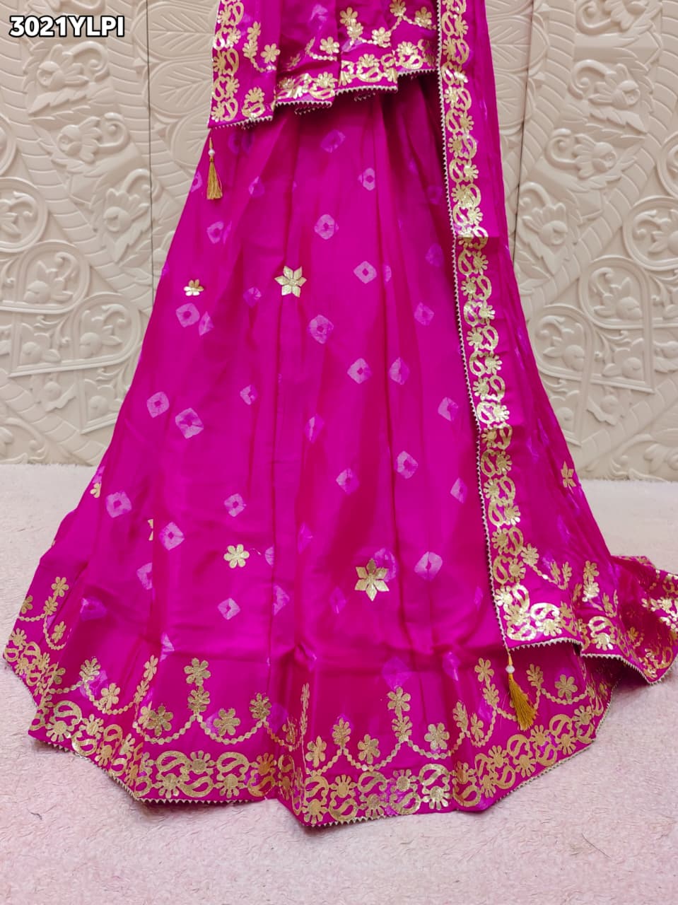 By Bandhani Lehenga With Gota Patti Work 