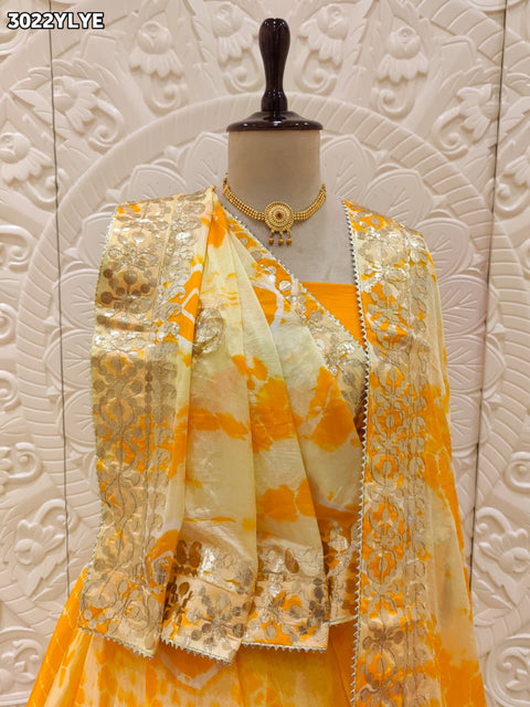 By Shibori Lehenga With Gota Patti Work 
