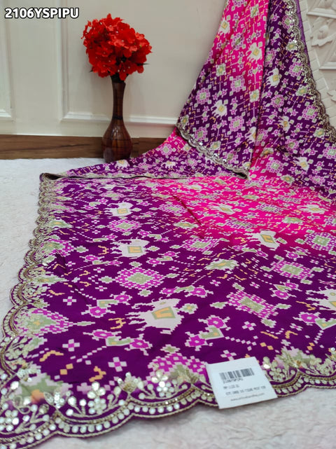 By Ikket Patola With Jaipuri Gotapatti  Work Saree