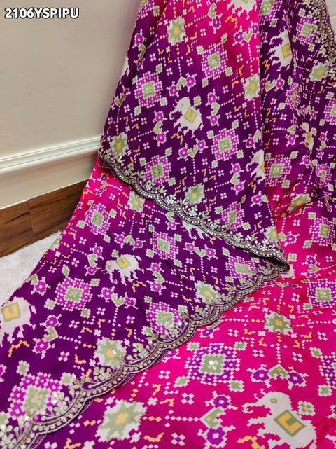 By Ikket Patola With Jaipuri Gotapatti  Work Saree