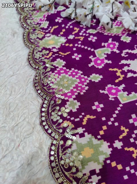 By Ikket Patola With Jaipuri Gotapatti  Work Saree