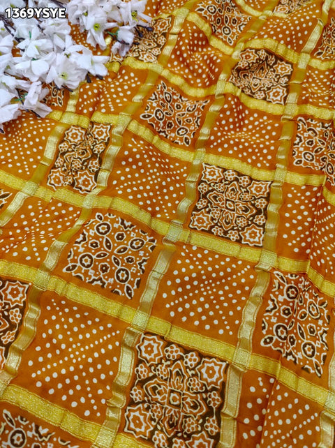 By Ajrakh saree With Traditional Wear