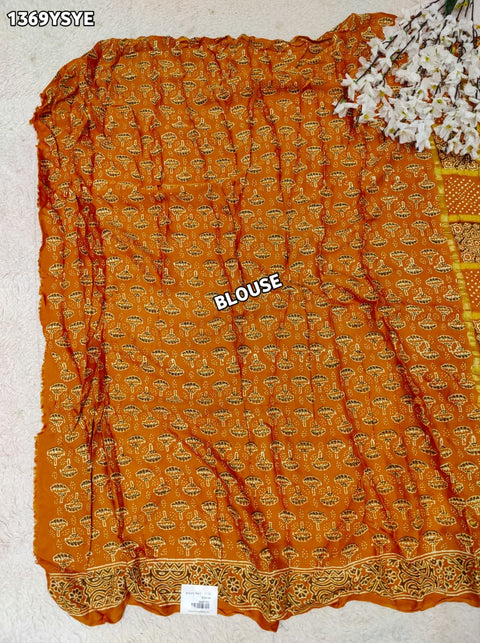 By Ajrakh saree With Traditional Wear