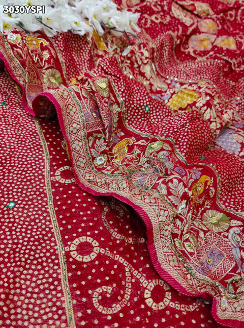 By Elegant Meenakari Style Pure Georgette Saree with Cutdana Handwork