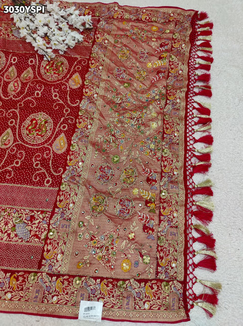 By Elegant Meenakari Style Pure Georgette Saree with Cutdana Handwork