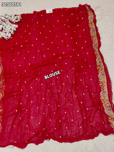 By Elegant Meenakari Style Pure Georgette Saree with Cutdana Handwork