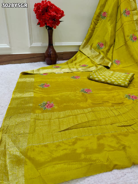 By Elegant Banarasi Style Saree with Exquisite Kashida Work
