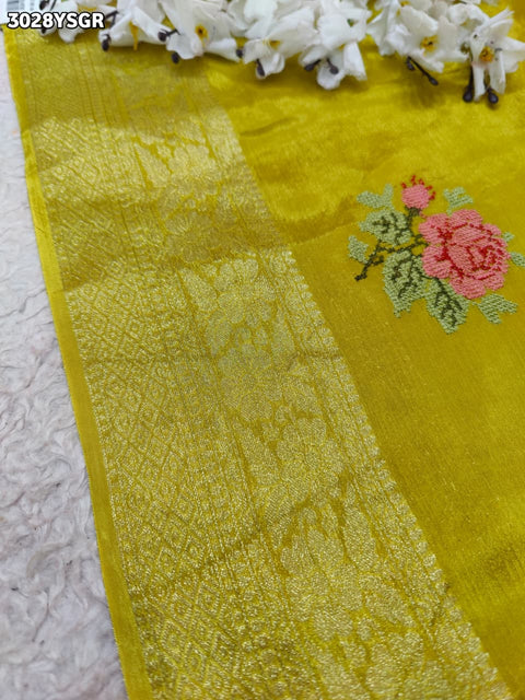 By Elegant Banarasi Style Saree with Exquisite Kashida Work