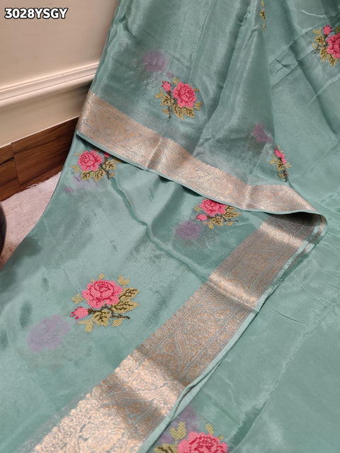 By Elegant Banarasi Style Saree with Exquisite Kashida Work