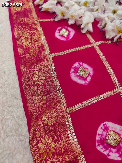 By Banarasi Style Georgette Saree With Exquisite Tari Work