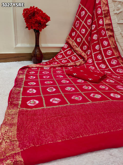 By Banarasi Style Georgette Saree With Exquisite Tari Work