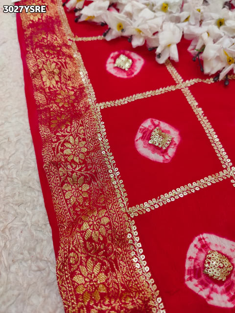 By Banarasi Style Georgette Saree With Exquisite Tari Work