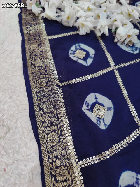 By Banarasi Style Georgette Saree With Exquisite Tari Work