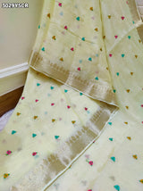 By Letest Elegant Banarasi Saree with Zari Border Perfect for Festive Wear