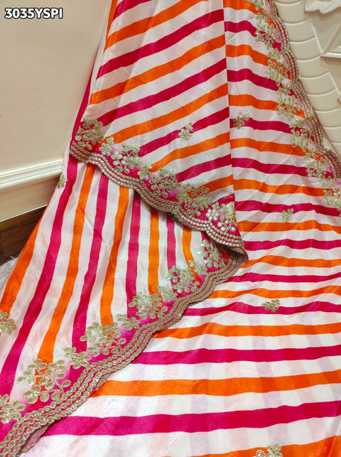 By Leheriya Crepe Silk Saree with Gotapatti Work