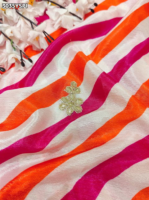 By Leheriya Crepe Silk Saree with Gotapatti Work