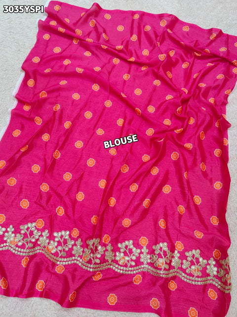 By Leheriya Crepe Silk Saree with Gotapatti Work