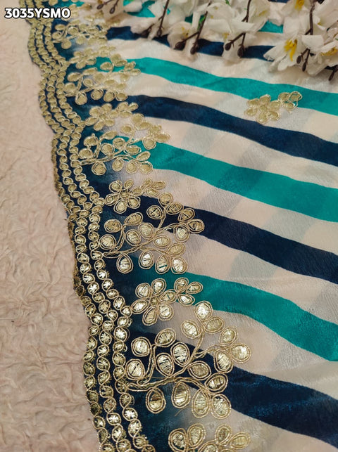 By Leheriya Crepe Silk Saree with Gotapatti Work