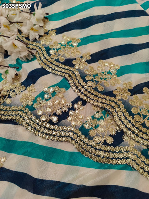 By Leheriya Crepe Silk Saree with Gotapatti Work