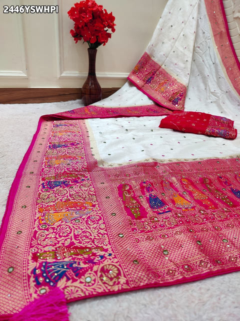 By New  Luxury Kalamkari Saree With Exquisite Cutdana Mirror Work