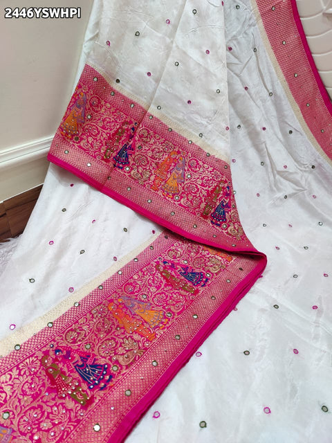 By New  Luxury Kalamkari Saree With Exquisite Cutdana Mirror Work