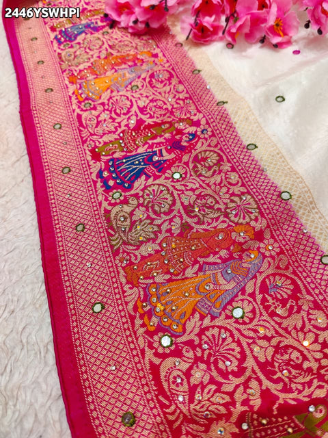 By New  Luxury Kalamkari Saree With Exquisite Cutdana Mirror Work