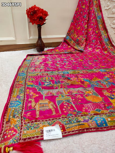 By New Graceful Kalamkari Saree With Cutdana Detailing