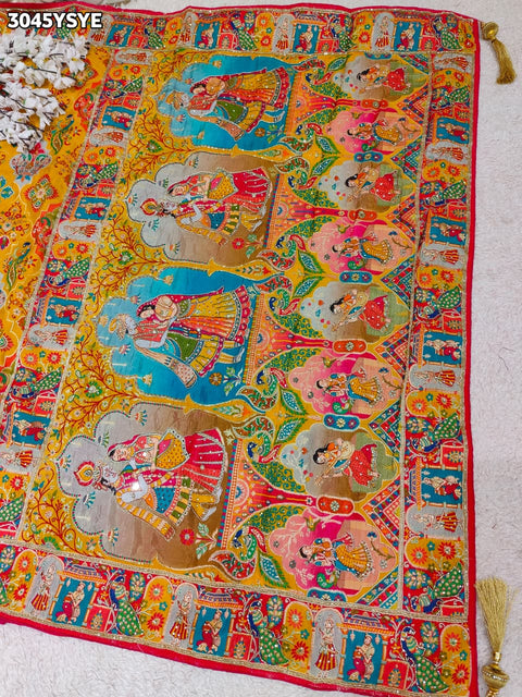 By New Graceful Kalamkari Saree With Cutdana Detailing