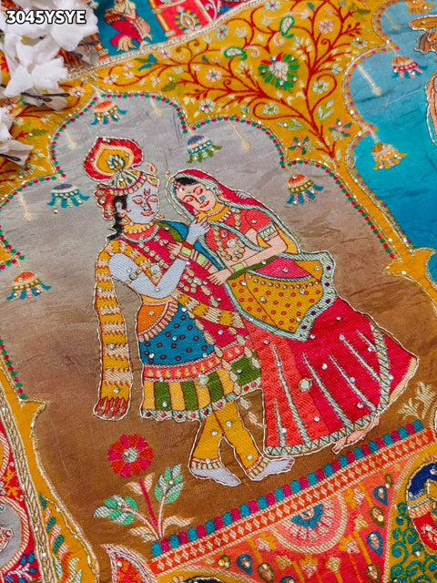 By New Graceful Kalamkari Saree With Cutdana Detailing