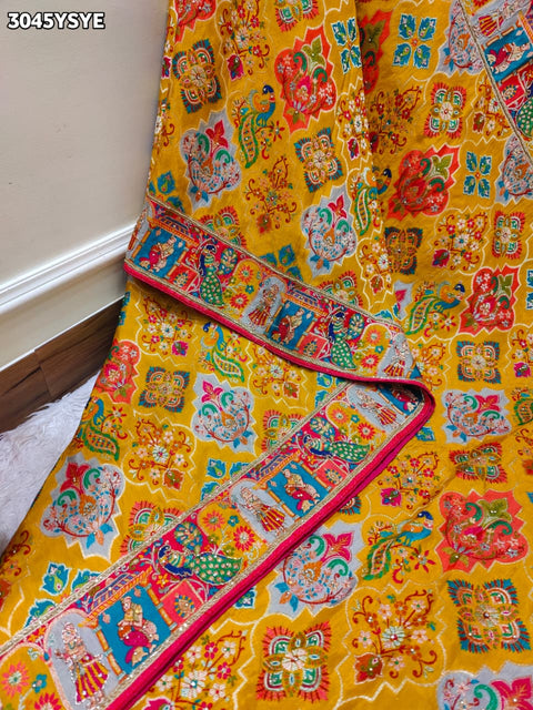 By New Graceful Kalamkari Saree With Cutdana Detailing