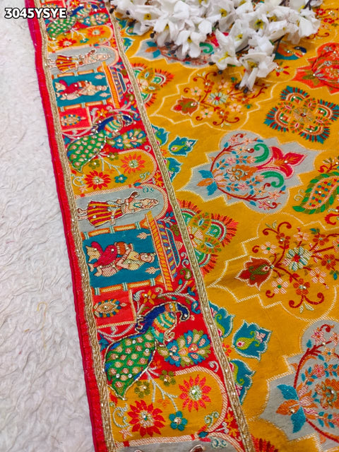 By New Graceful Kalamkari Saree With Cutdana Detailing