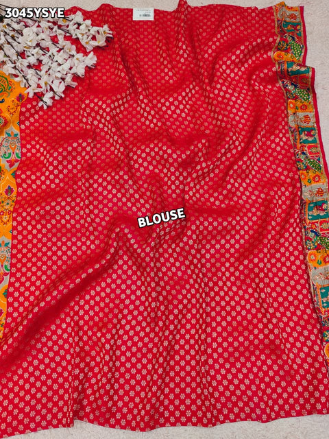 By New Graceful Kalamkari Saree With Cutdana Detailing