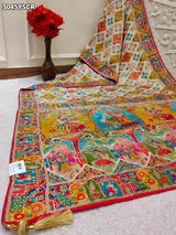 By New Graceful Kalamkari Saree With Cutdana Detailing