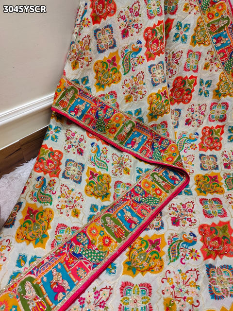 By New Graceful Kalamkari Saree With Cutdana Detailing