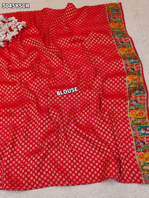 By New Graceful Kalamkari Saree With Cutdana Detailing