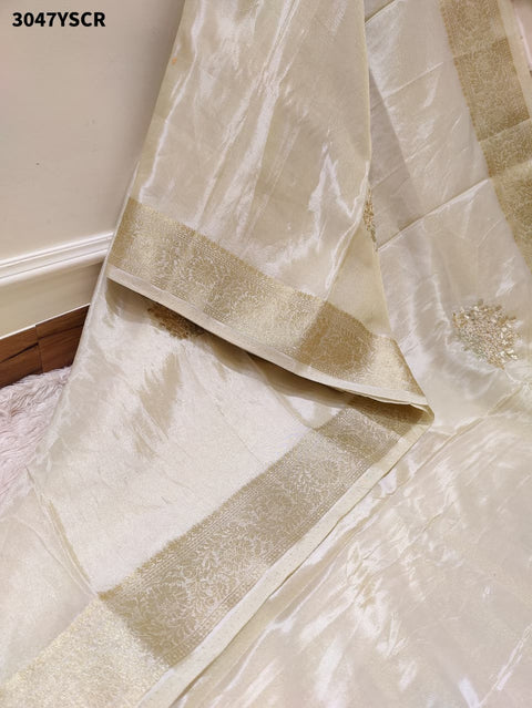 By Luxury Banarasi Saree With Handcrafted Cutdana Zardozi Work