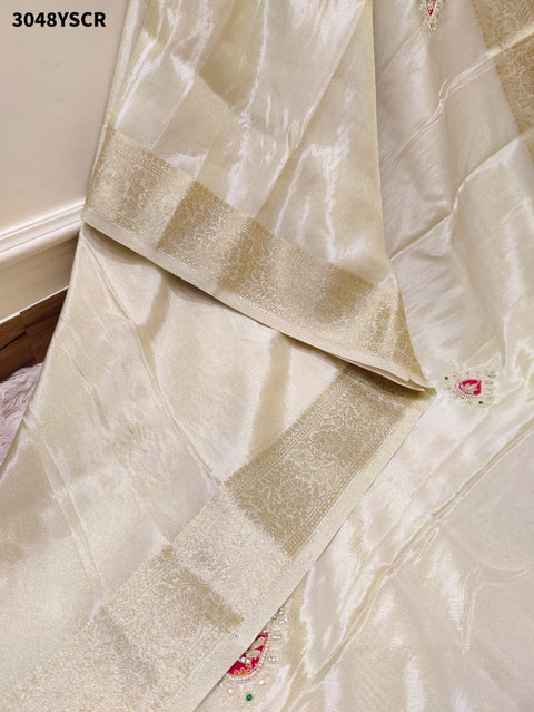 By Luxury Banarasi Saree With Handcrafted Cutdana Zardozi Work
