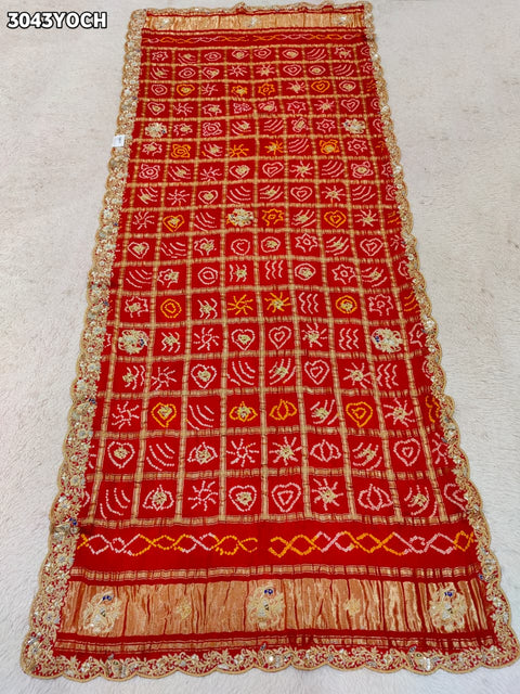 By New Bandhani Pila Chunri With Handcrafted Zardozi Embellishments