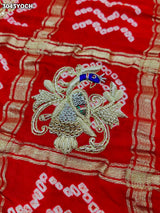 By New Bandhani Pila Chunri With Handcrafted Zardozi Embellishments