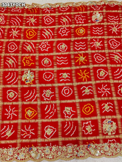 By New Bandhani Pila Chunri With Handcrafted Zardozi Embellishments